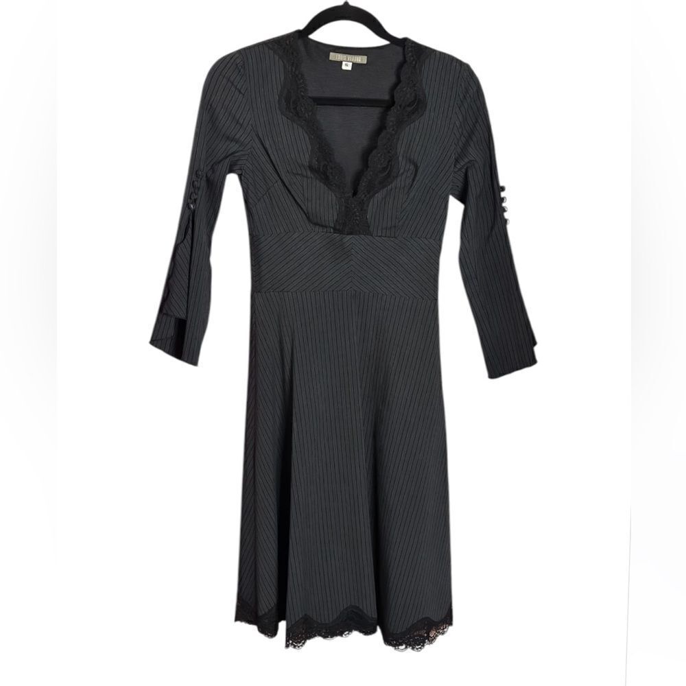 Louis Verdad Pinstripe And Lace Dress Size Small